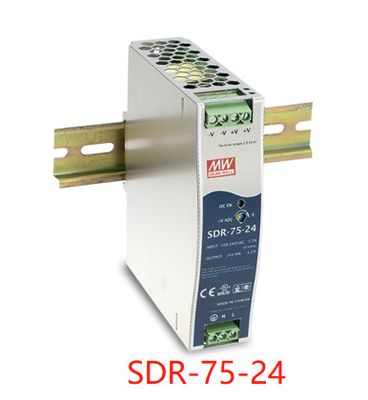SDR-75-24 Meanwellの喧騒の柵の電源12V 24V 48V 85%-89%