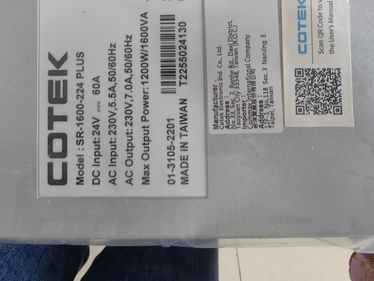 Cotek DC AC インバーター SR 1600-224 Plus 24Vdc 投入 230Vac 出力 1600VA ラック インバーター