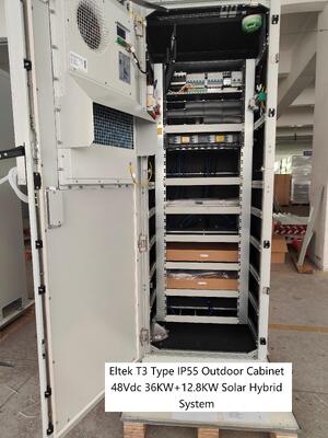 Eltek T3 屋外キャビネット 48Vdc 36KW 12.8kw フラットパック 2 48/3000HE フラットパック 2 48/3200HE の太陽電池容量